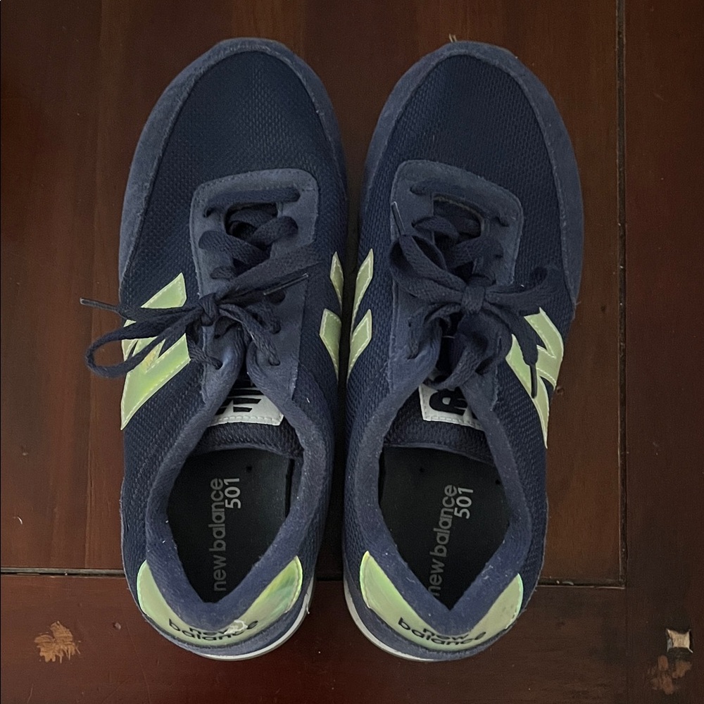 New Balance Dark Blue and Light Yellow Sneakers